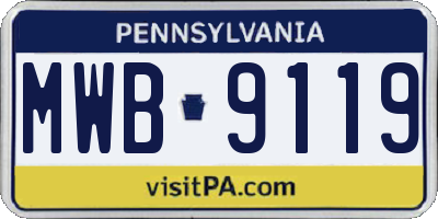 PA license plate MWB9119
