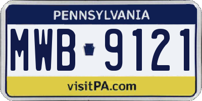 PA license plate MWB9121
