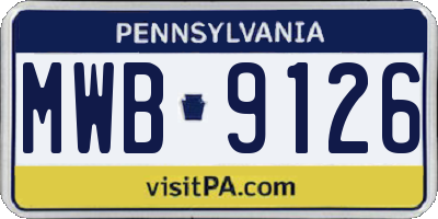 PA license plate MWB9126
