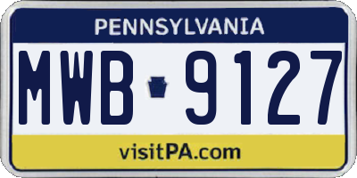 PA license plate MWB9127