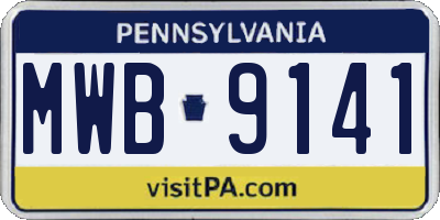 PA license plate MWB9141