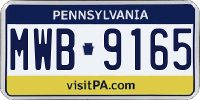 PA license plate MWB9165