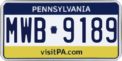 PA license plate MWB9189