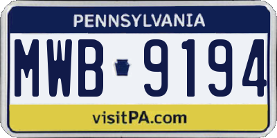 PA license plate MWB9194