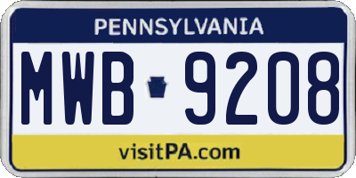 PA license plate MWB9208