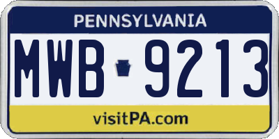 PA license plate MWB9213