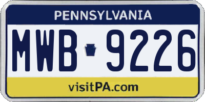 PA license plate MWB9226
