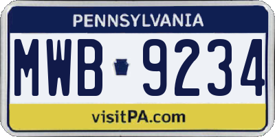PA license plate MWB9234