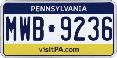 PA license plate MWB9236