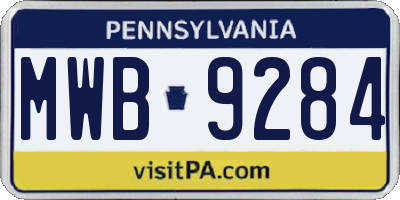 PA license plate MWB9284