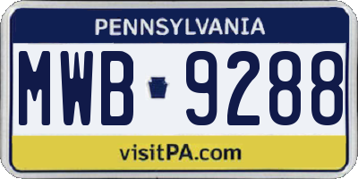 PA license plate MWB9288
