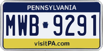 PA license plate MWB9291