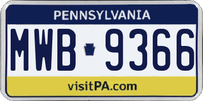 PA license plate MWB9366