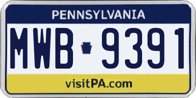 PA license plate MWB9391