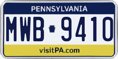 PA license plate MWB9410