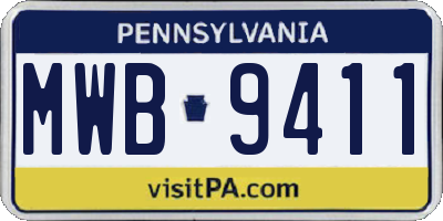 PA license plate MWB9411