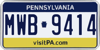 PA license plate MWB9414