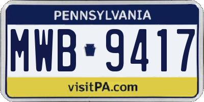 PA license plate MWB9417