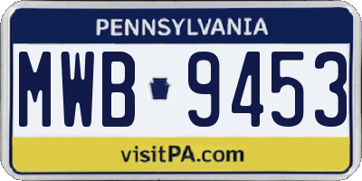 PA license plate MWB9453