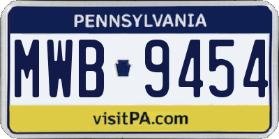 PA license plate MWB9454