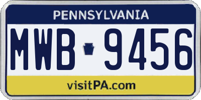 PA license plate MWB9456