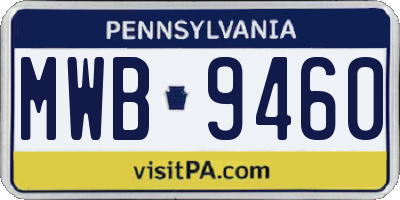 PA license plate MWB9460