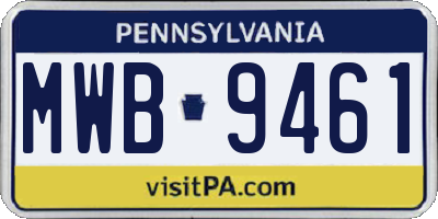 PA license plate MWB9461