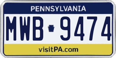 PA license plate MWB9474