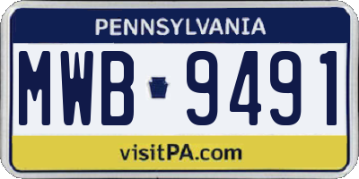 PA license plate MWB9491