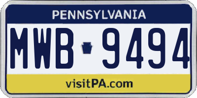 PA license plate MWB9494