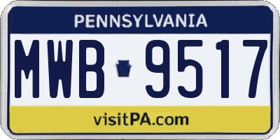 PA license plate MWB9517