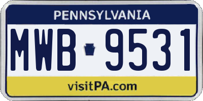 PA license plate MWB9531