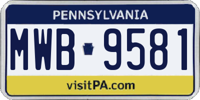 PA license plate MWB9581