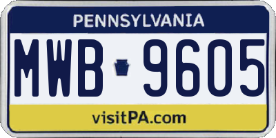 PA license plate MWB9605