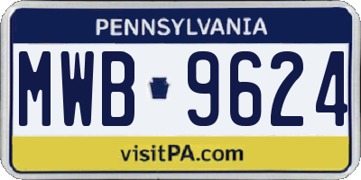 PA license plate MWB9624
