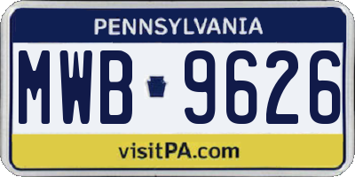 PA license plate MWB9626