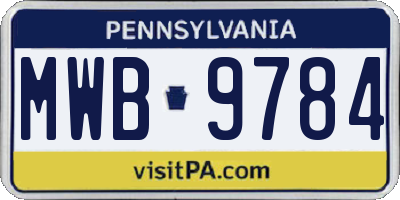 PA license plate MWB9784