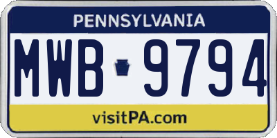 PA license plate MWB9794