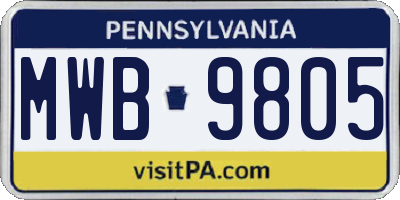 PA license plate MWB9805