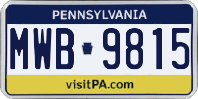 PA license plate MWB9815