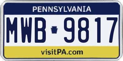 PA license plate MWB9817