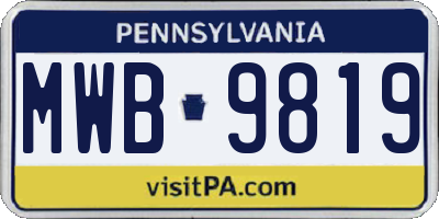 PA license plate MWB9819