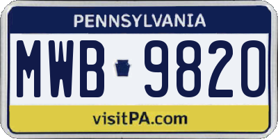 PA license plate MWB9820