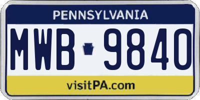 PA license plate MWB9840