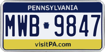PA license plate MWB9847