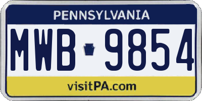 PA license plate MWB9854