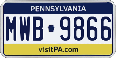 PA license plate MWB9866