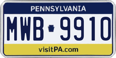 PA license plate MWB9910