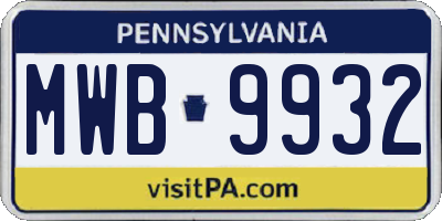 PA license plate MWB9932