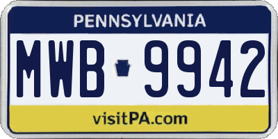 PA license plate MWB9942